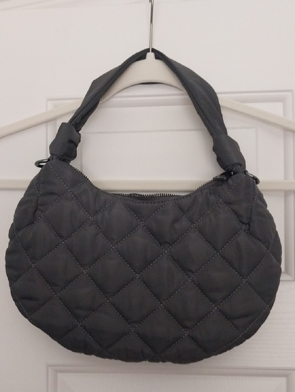 Quilted Shoulder Bag in Dark Gray - Padded Everyday Carry
